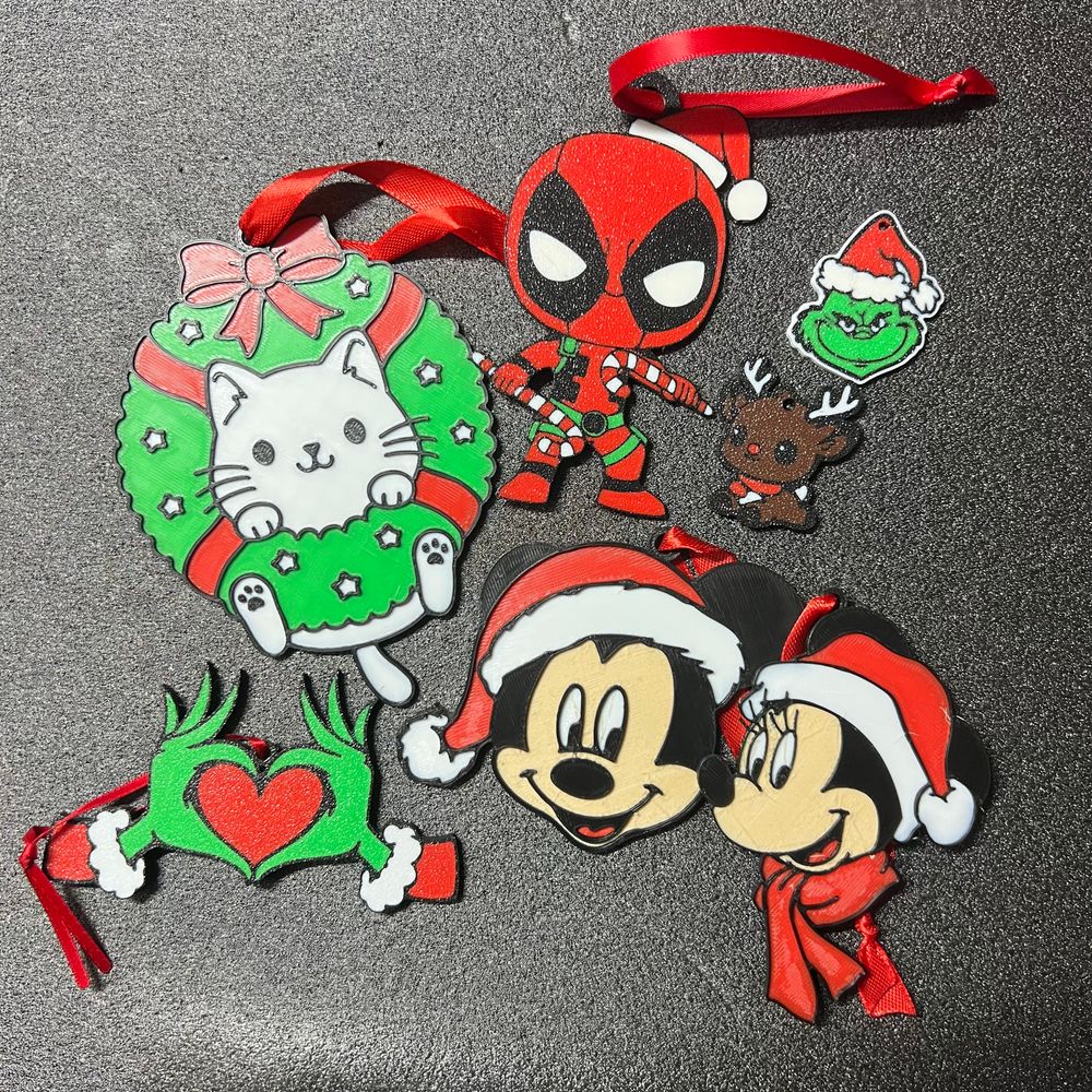 7pack 3D printed ornament assortment 